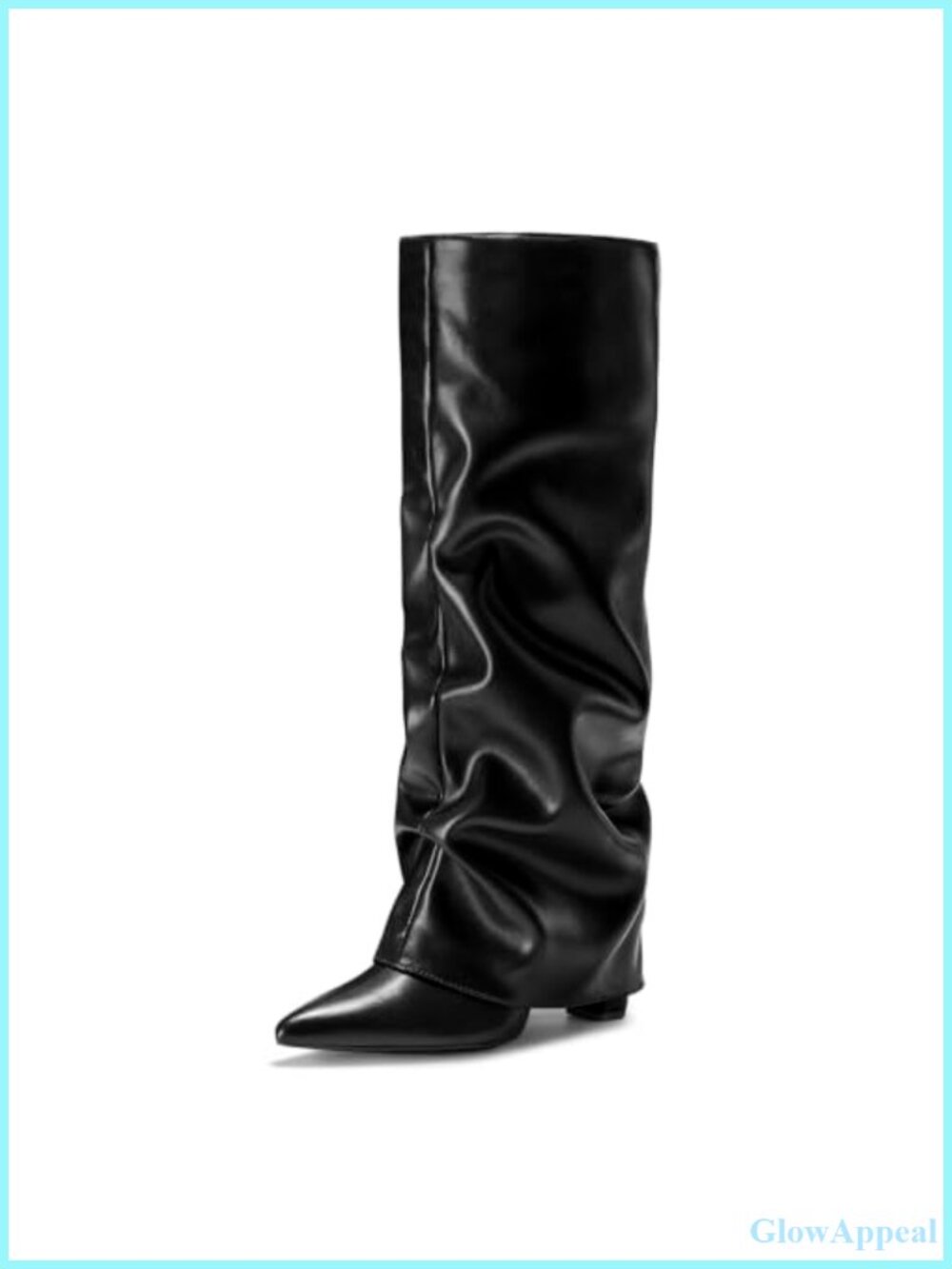 Faux Suede Knee High Boots Pointed Toe Block Heel Pull On Slouchy Tall